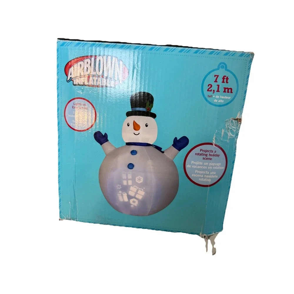 Gemmy 7 ft LED Snowman Panorama Projector 360º Airblown Inflatable Rare‎ EUC